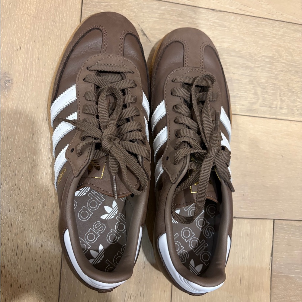 adidas Brown Low-Top Sneakers with White Stripes